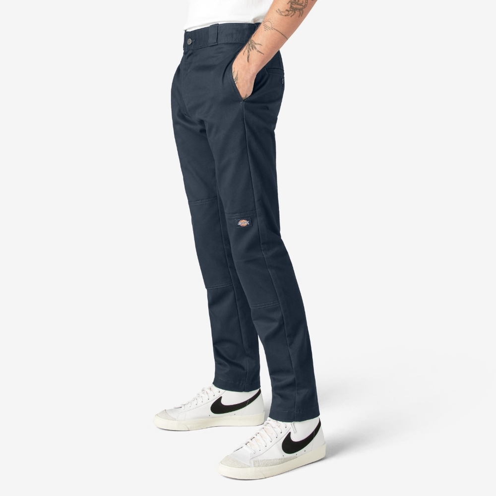 Dickies Skinny Fit Double Knee Work Pants 33x32 Dark Navy